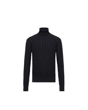 Moncler Moncler Leather Logo Wool Sweater - Black