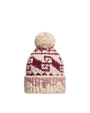 Moncler Moncler Alpaca & Wool Blend Beanie With Pom Pom - Pink