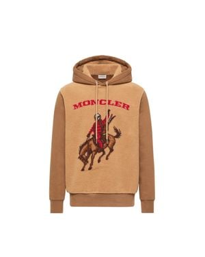 Moncler Moncler Sweat À Capuche En Jacquard Teddy À Motif Cheval, Homme, Taille - Marron