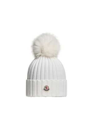 Moncler Moncler Wool Beanie With Pom Pom - White