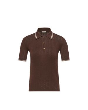 Moncler Moncler Rhombus & Logo Pattern Cotton Polo Shirt - Brown