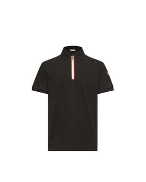 Moncler Moncler Tricolour-Trimmed Cotton Polo Shirt - Black