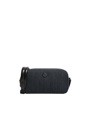 Moncler Moncler Carlo Umhängetasche Aus Denim, Herren, Größe - Schwarz
