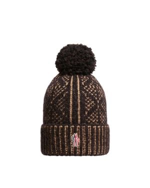 Moncler Moncler Alpaca & Wool Blend Beanie With Pom Pom - Brown
