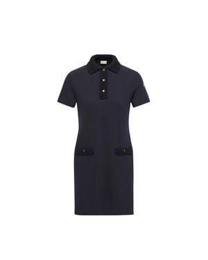 Moncler Moncler Mini-Polokleid Aus Baumwollpiqué, Damen, Größe - Blau
