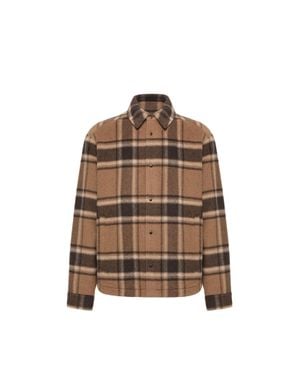 Moncler Moncler Chaqueta Camisera De Lana A Cuadros, Hombre, Talla - Marrón