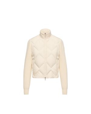 Moncler Moncler Wool & Cashmere Padded Zip-Up Cardigan - Natural