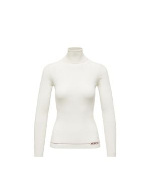 Moncler Logo Wool Polo Neck Jumper - White