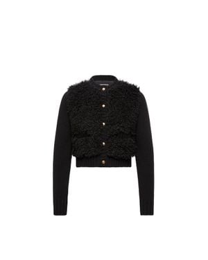 Moncler Cárdigan Acolchado De Lana Y Tejido Efecto Peluche, Mujer, Talla - Negro
