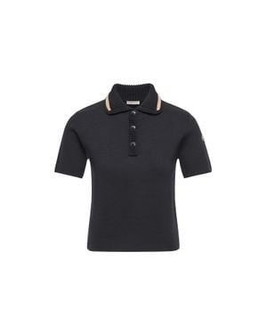 Moncler Moncler Cotton Knit Polo Shirt - Blue