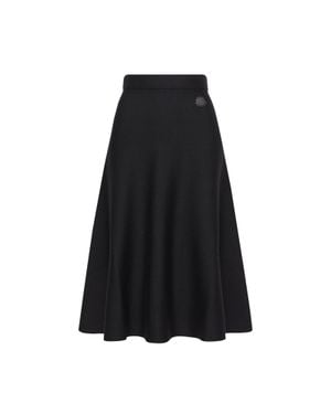 Moncler Moncler Falda Midi De Mezcla De Lana Plisada, Mujer, Talla - Negro