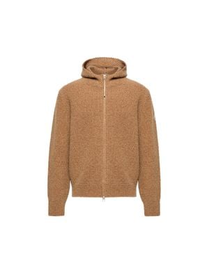 Moncler Moncler Cardigan Zippé En Laine Bouclée Mélangée, Homme, Taille - Marron