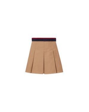 Moncler Moncler Cotton Gabardine Pleated Mini Skirt - Natural