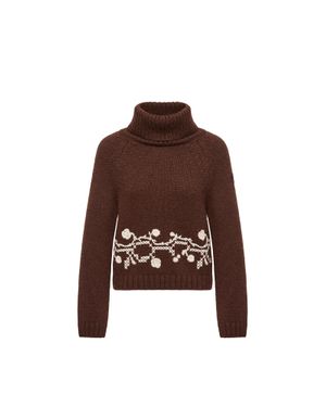 Moncler Moncler Alpaca Blend Embroidered Turtleneck - Brown