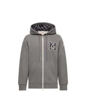 Moncler Moncler Monogram Cotton Zip-Up Hoodie - Grey