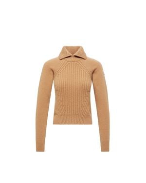 Moncler Wool & Cashmere High Collar Jumper - Natural