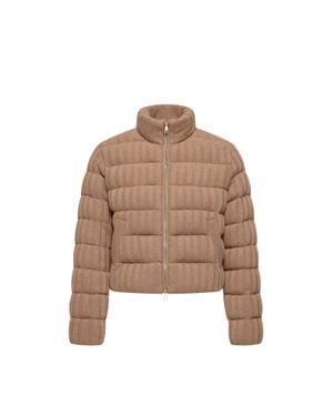 Moncler Moncler Wool & Cashmere Blend Padded Cardigan - Brown