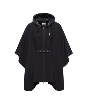 Moncler Moncler Padded Wool Blend Cape - Black