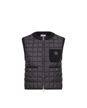 Moncler Moncler Quadratisch Gesteppte Daunenweste Aus Baumwolle, Damen, Größe - Schwarz