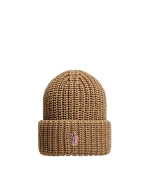 Moncler Logo Wool Beanie - Brown