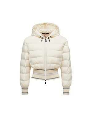 Moncler Doudoune Courte À Capuche Brodée Jeypore - Métallisé