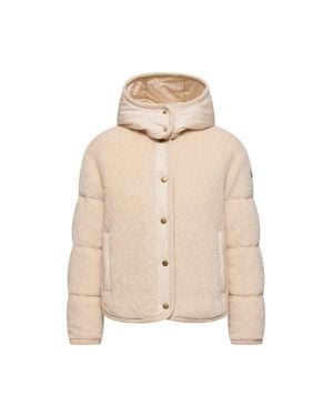 Moncler Moncler Ciboulette Braided Trim Teddy Hooded Short Down Jacket - Natural