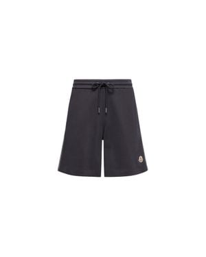 Moncler Moncler Striped Trim Cotton Fleece Shorts - Blue