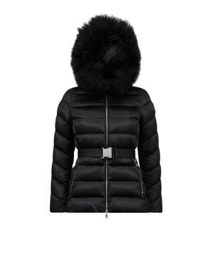 Moncler Cupidone Hooded Shearling Short Down Jacket - Brown