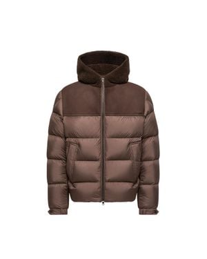 Moncler Moncler Jalmar Kurze Daunenjacke Mit Kapuze, Herren, Größe - Braun