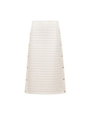 Moncler Moncler Square-Quilted Padded Midi Skirt - White