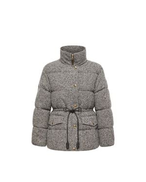 Moncler Moncler Doudoune Courte À Capuche Diaphanes, Femme, Taille - Gris