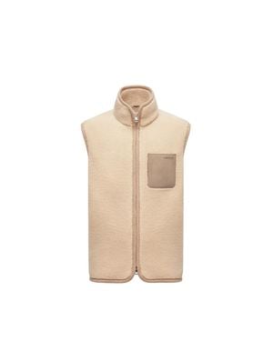Moncler Gilet Teddy Con Finiture - Neutro