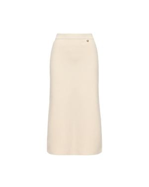 Moncler Moncler Wool & Cashmere Blend Midi Skirt - Natural