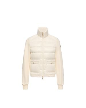 Moncler Moncler Cotton Zip-Up Sweatshirt With Nylon Front - Natural