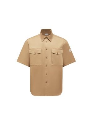 Moncler Moncler Cotton Gabardine Short Sleeve Shirt - Natural
