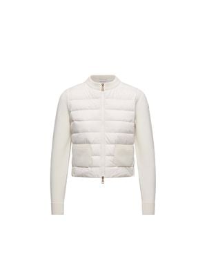 Moncler Cárdigan Con Cremallera De Lana Acolchada, Mujer, Talla - Blanco