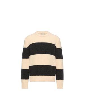 Moncler Moncler Striped Wool Blend Bouclé Sweater - Black