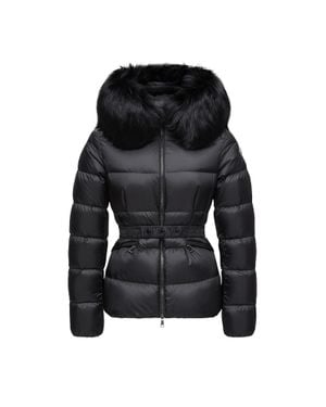 Moncler Moncler Boed Hooded Shearling-Trimmed Short Down Jacket - Black