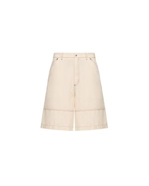 Moncler Moncler Shorts Cargo De Gabardina De Lino Y Algodón, Hombre, Talla - Neutro