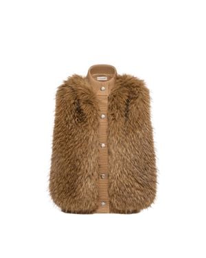 Moncler Moncler Daunenweste Aus Wolle, Damen, Größe - Braun