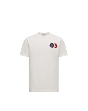 Moncler Embroidered Tricolour Logo Cotton T-Shirt - White