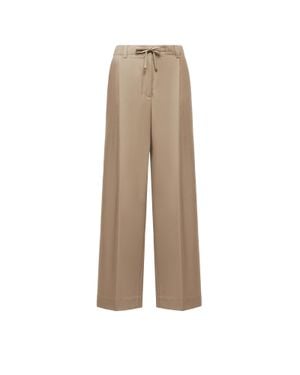 Moncler Pantalon En Gabardine De Laine - Neutre