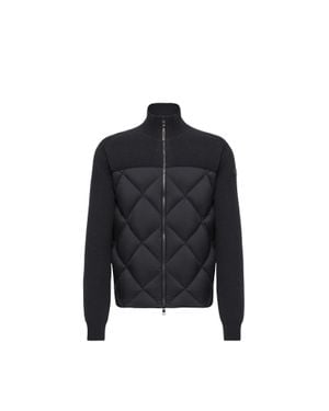 Moncler Moncler Cardigan En Laine Et Cachemire Rembourré De Duvet, Homme, Taille - Noir