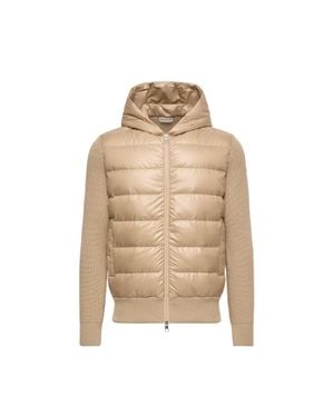 Moncler Moncler Padded Wool Zip-Up Hoodie - Natural