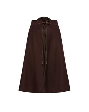 Moncler Moncler Wool Gabardine Midi Skirt - Brown