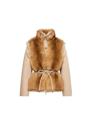 Moncler Moncler Blaireau 2-In-1 Shearling Down Jacket - Brown