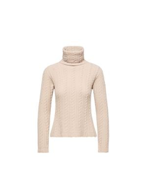 Moncler Moncler Jersey De Cuello Alto De Mezcla De Lana De Punto De Cable, Mujer, Talla - Neutro