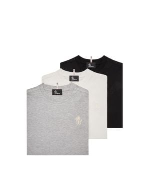 Moncler Moncler Logo Patch Cotton Blend T-Shirt (Three Pack) - Gray