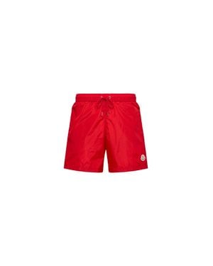 Moncler Moncler Logo Patch Swim Shorts - Red