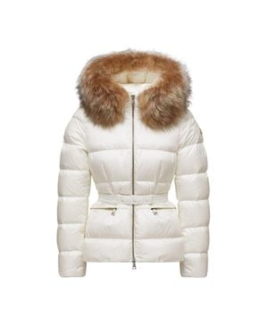 Moncler Moncler Boed Hooded Shearling-Trimmed Short Down Jacket - White